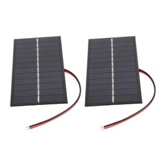 2pcs Solar Panel with Cable 1W 6V Polycrystalline Silicon Solar Charging Panel