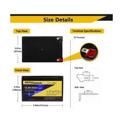SEFEPODER 12V 20Ah Lithium LiFePO4 Deep Cycle Battery 2 Pack, 4000+ Cycles Re…