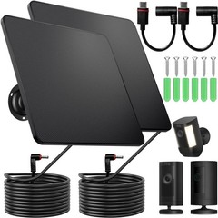 2 Pack 5W Solar Charger for Ring Camera, Waterproof, USB-C Adapter, 10ft Cable