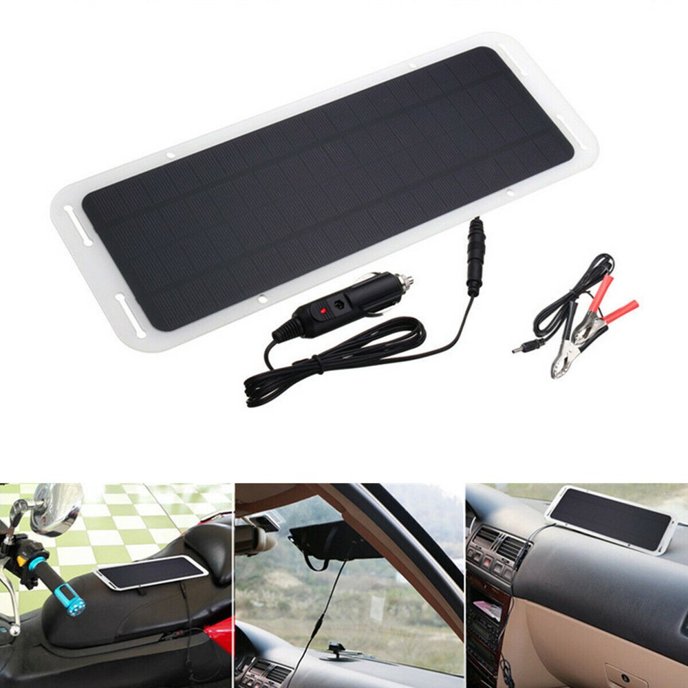 Portable 12V 5W Solar Panel Power Monocrystal Backup Charger Kit For Car Battery