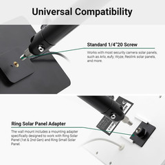 Universal Solar Panel Wall Mount for Ring, Eufy, Arlo, Wyze, Reolink Solar Panel