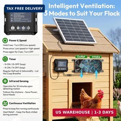 Solar Fan for Chicken Coop & Greenhouse, 25W Solar Powered Exhaust Fan with 7500