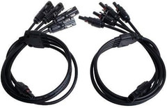 1 Pair Male and Female Y Solar Panel Adaptor Cable Branch Connector, 4 to 1 Brun