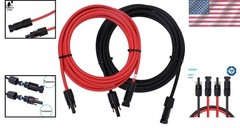 MC4 Solar Extension Cables, 20ft, Black&Red, Pair