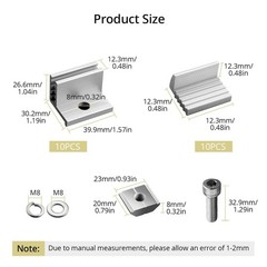 Anbte 10pcs Solar Panel Mounting Brackets 30-50mm Adjustable Silver