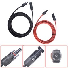 Solar Panel Extension Cable Wire Connector 12AWG 10ft Black + Red 1Pair