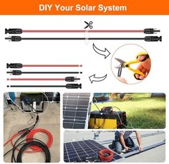 Solar Extension Cable 10AWG 50Ft Red Black Male to Female Connectors