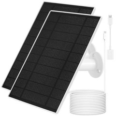 2pk Solar Panel Charger for Arlo Essential Cameras, 9.8ft Cable, USB-C/Micro USB