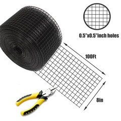 8in x 100ft Solar Panel Bird Guard – Black Galvanized PVC Coated Wire Mesh Ne…