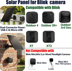 1 Pack Solar Panel for Blink Camera Outdoor 4, 2K+, 3Rd Gen, XT2 & XT, Smart Ene