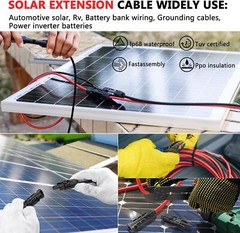 10 AWG 6mm² Solar Panel Extension Cable PV Wire Solar Connector Pair Black & Red