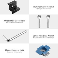 10Pcs Solar Panel End Clamps for Standard Unistrut 30Mm/35Mm Black | Aluminum Al
