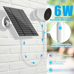 6W Solar Panel Compatible with Google Nest Camera Outdoor & Indoor (Battery Vers