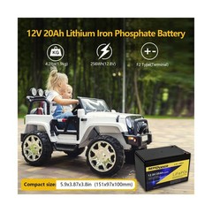 SEFEPODER 12V 20Ah Lithium LiFePO4 Deep Cycle Battery 2 Pack, 4000+ Cycles Re…
