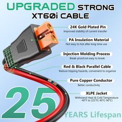 12AWG XT60i Solar Cable 15FT, Solar to XT60i Charging Cable 3 10 20 25 30 40 …