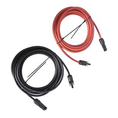 12AWG Solar Panel Extension Cable Wire Connector 1 Pair 25ft Black + Red
