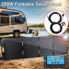 200W Solar Panel Kit Controller 12V Battery Charger Dual USB Caravan Boat US