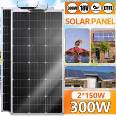 Bifacial Solar Panels Pallet of 2 x 150 Watt 12 Volt Charger Solar Panels Kit