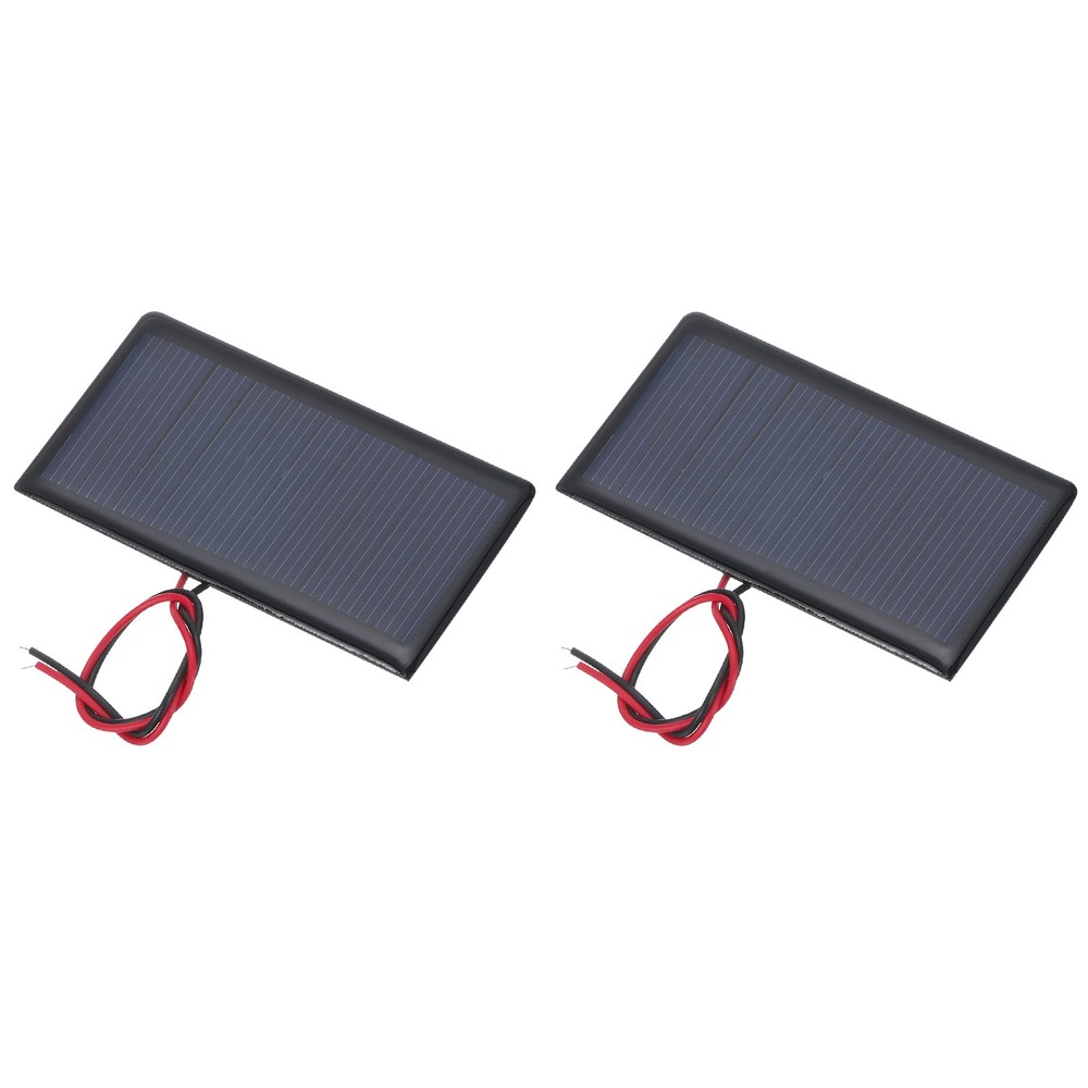 2 Pcs 5V 0.3W 60mA Mini Solar Panels with 2 Cable 68mm x 37mm