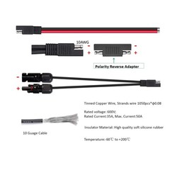 35A Rated Solar Panel Connector Cable with Reverse Adapters