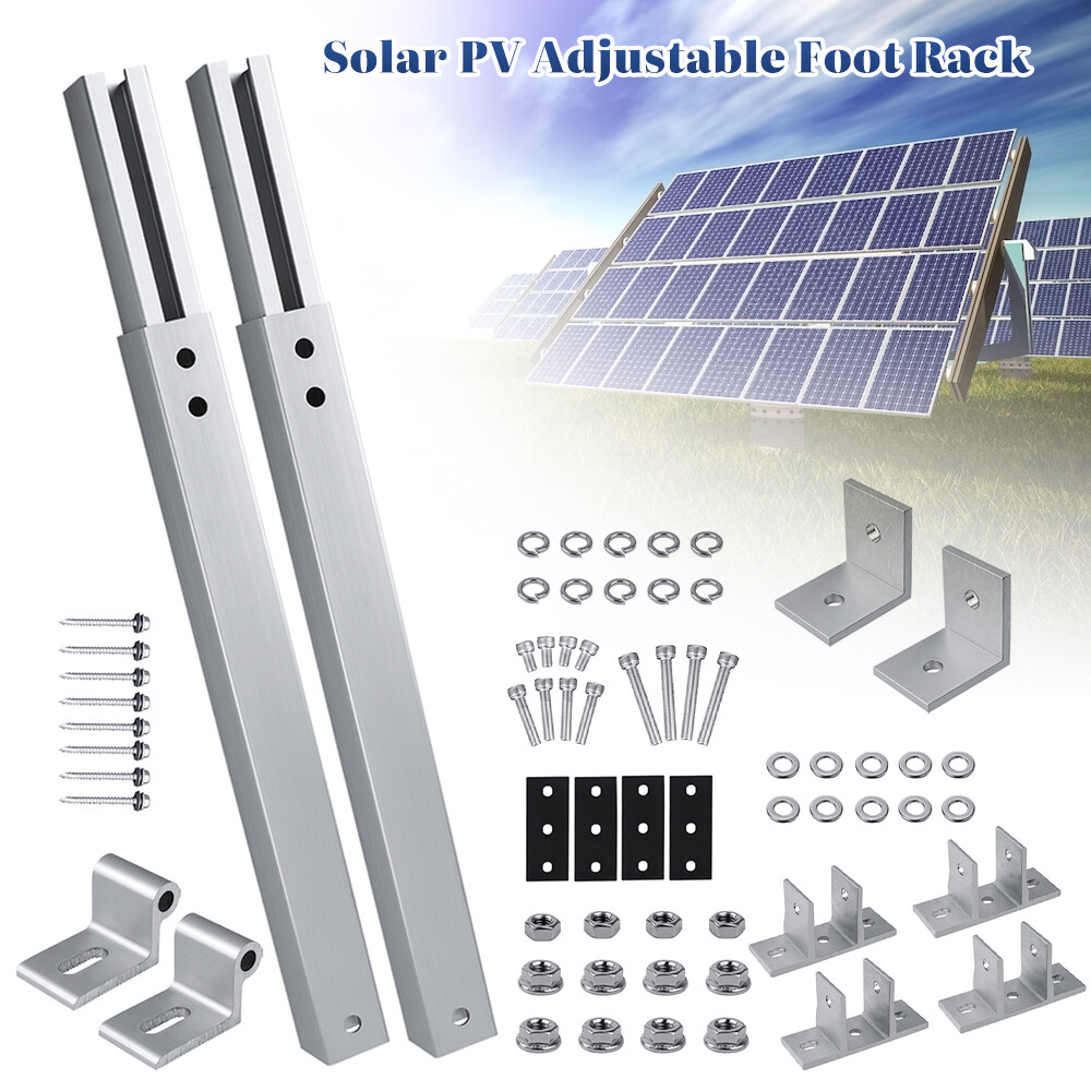 Adjustable Solar Panel Mounting Brackets Tilt Mount Flat Aluminum Roof Rack Kit