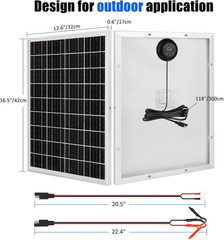 Solar Panel Kit 25W 12V Solar Battery Trickle Charger Maintainer PRO with Built-
