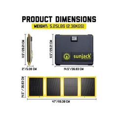 SunJack 60W Folding Portable Solar Panel Charger with Kickstands, IP67 Waterp…