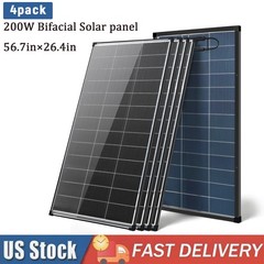 4PCS 200W Bifacial Mono N-Type PV Module 12V Cabin Marine Off-Grid Power Kit