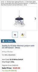 Sealite SL15 Solar Marine Lantern – White – 1-2 NM Visibility