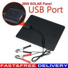 20W 12V Solar Panel Kit Trickle Charge Battery Charger Maintainer Marine RV Car
