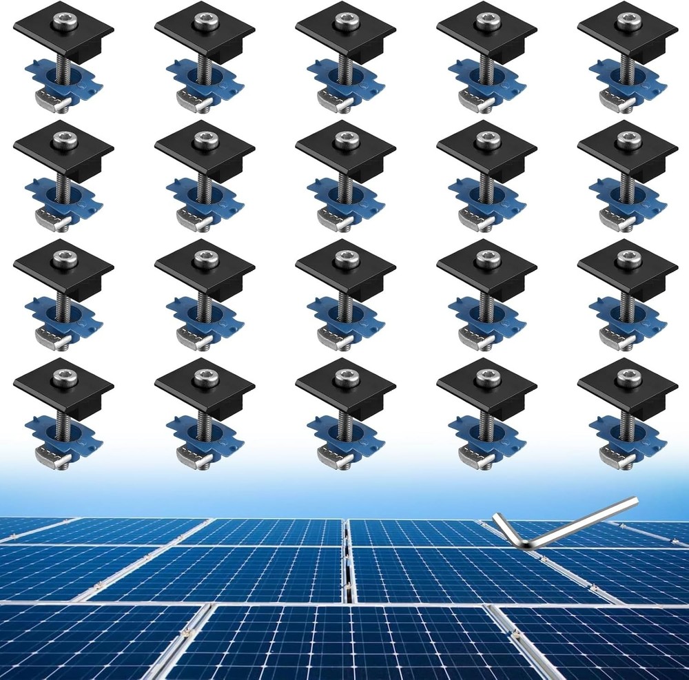 20Pcs Solar Panels Mid Clamps for Unistrut, Aluminium 30Mm/35Mm Solar Panel Brac