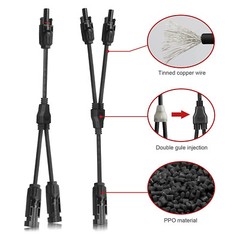 Solar Panel Y Branch Cable Connection Waterproof Adapter Connector Extension