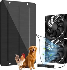 Solar Powered Fan Kit 12.6 Inch IPX7 Weatherproof, 15W Solar Panel with 2 Fans