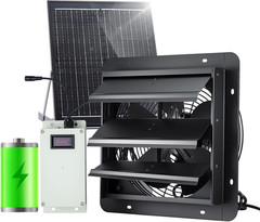 30W Solar Powered Exhaust Fan with Adapter for Shed, Coop, Greenhouse, Attic