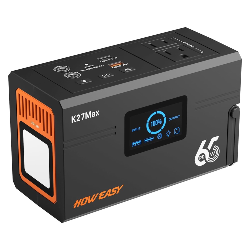 Portable Power Station 135W（270W Peak), Backup Lithium Battery with 110V AC O…