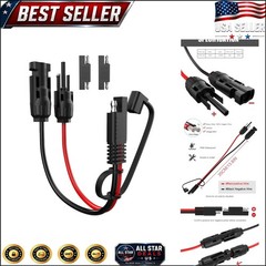 Durable 30cm SAE Solar Extension Cable 10AWG with Waterproof Dust Cap & Adapters