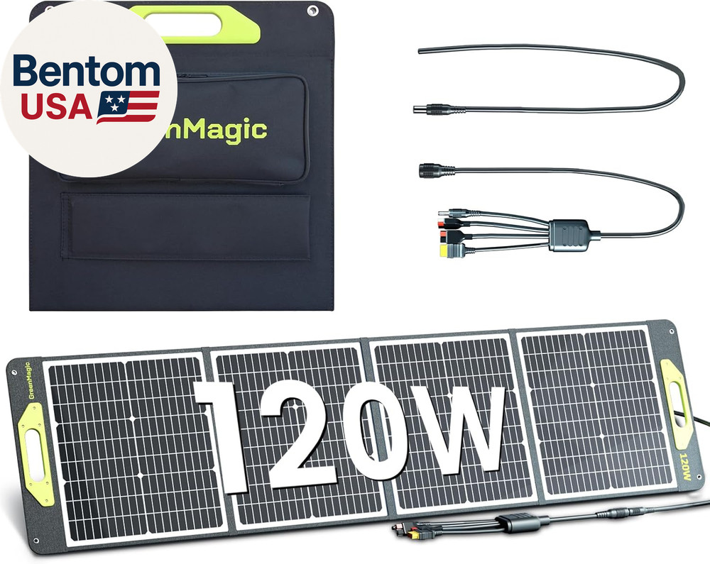 120W Portable Solar Panel 19V, 120W Foldable Solar Panels Kit with Adjustable Ki
