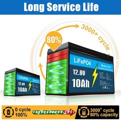 12V 10Ah Lithium Iron Phosphate LiFePO4 Deep Cycle Rechargeable Battery Boat RV