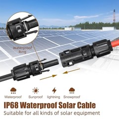 8AWG Solar Panel Extension Cable,1500V IP68 Solar Wire with PV Female 20FT 8AWG