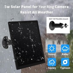 Solar Panel Charger for Ring Camera, Compatible with Ri ng Stick Up Black-1Pack