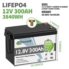 12V/24V 200Ah LiFePO4 Deep Cycle Lithium Battery for RV Marine Off-grid Solar