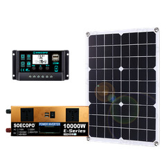 10000W Solar Kit 500W Panel 100A MPPT Controller DC Cable 12V/24V to 220V/110VTs
