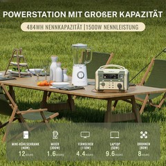 500W Portable Power Station; 484Wh Solar Generator Power Pack Battery