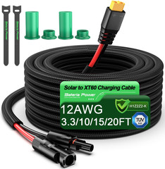 Solar to XT60 Extension Cable, 12WG 10FT Flame Retardant Protective Sleeving Sol