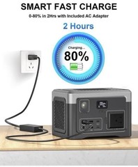 Portable Power Station LiFePO4 Battery 100W (200W Peak) 192Wh 7 Ports Qi Charge