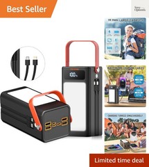 Versatile 27000mAh Power Bank with Built-in LED Light for Camping & Travel