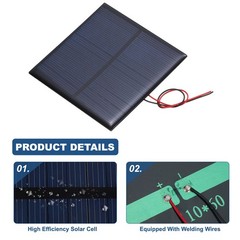 2Pcs 6V 0.75W 150mA Mini Solar Panels with Cable