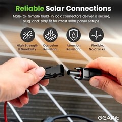 MC4 Solar Extension Cable 12 AWG 100 ft Red Black Tinned Copper PV Wire Pair