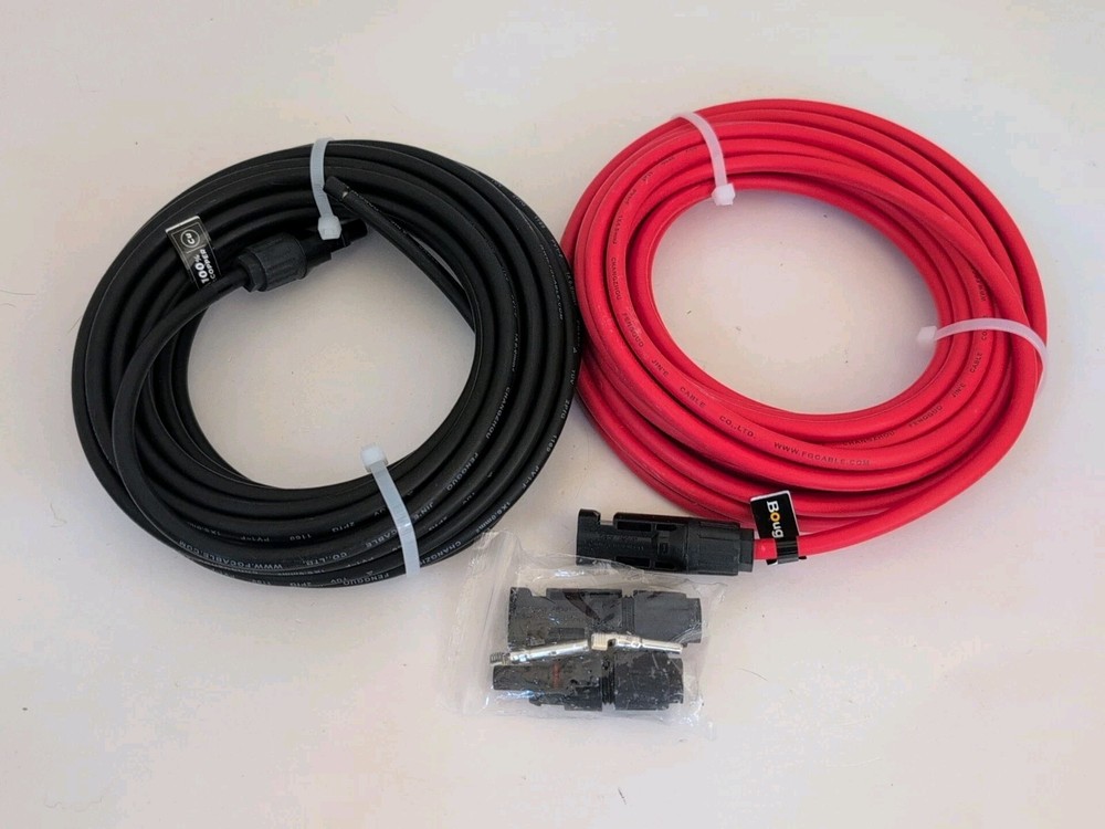 Solar Extension Cable 10 AWG 20ft Female Male Connector Adapter Kit