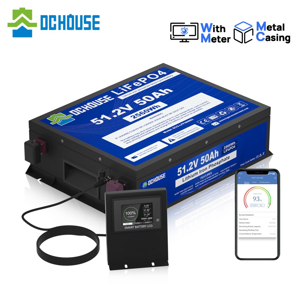 48V 50Ah LiFePO4 Lithium Battery Deep Cycle with Monitor for Golf cart Home RV